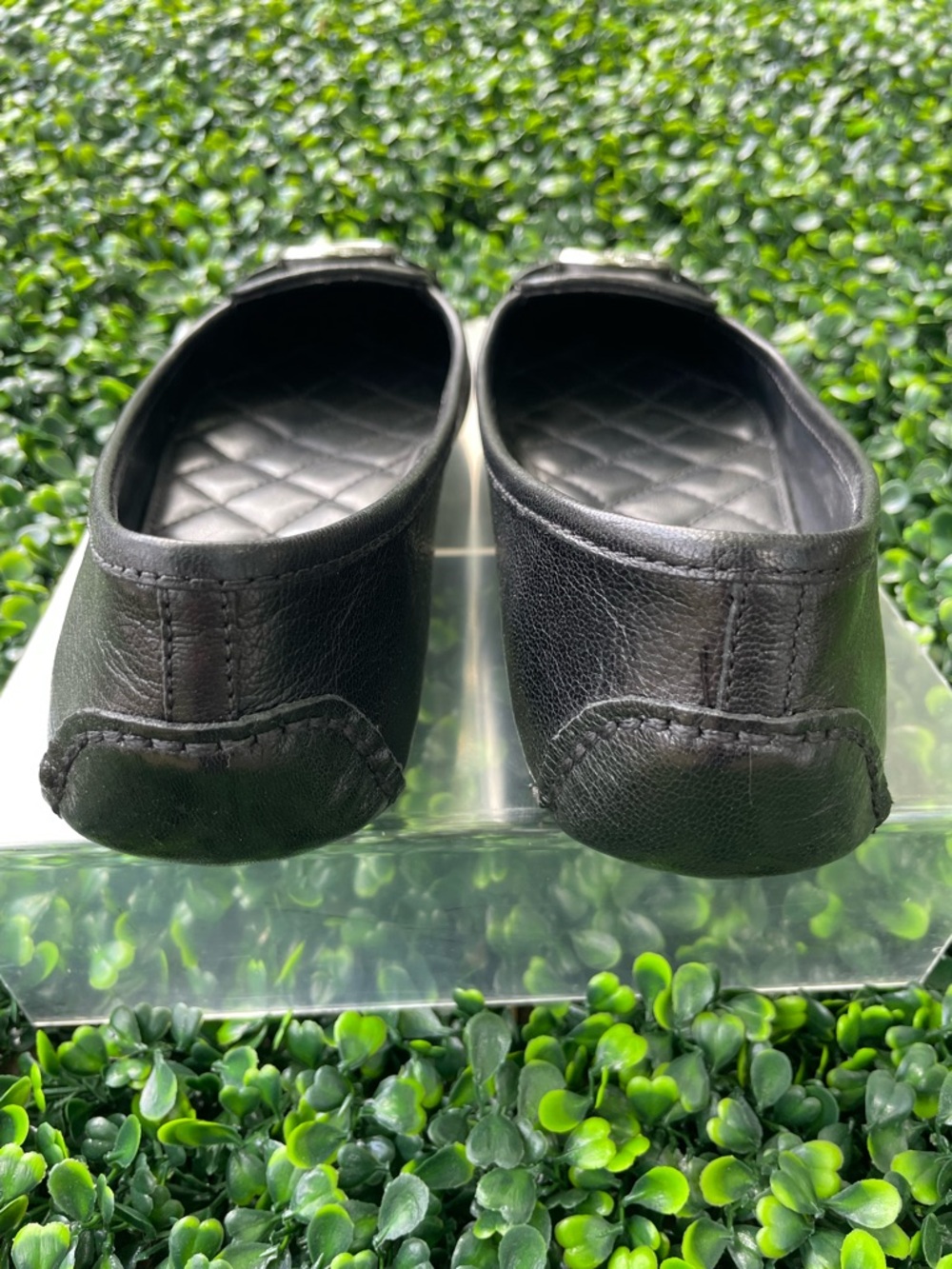 MICHAEL Michael Kors Black Quilted MK Logo Leather Flats - Picture 3 of 7
